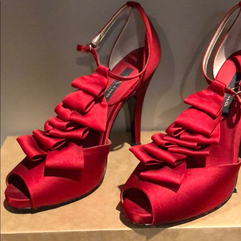 Deep Red Satin Nina Shoes